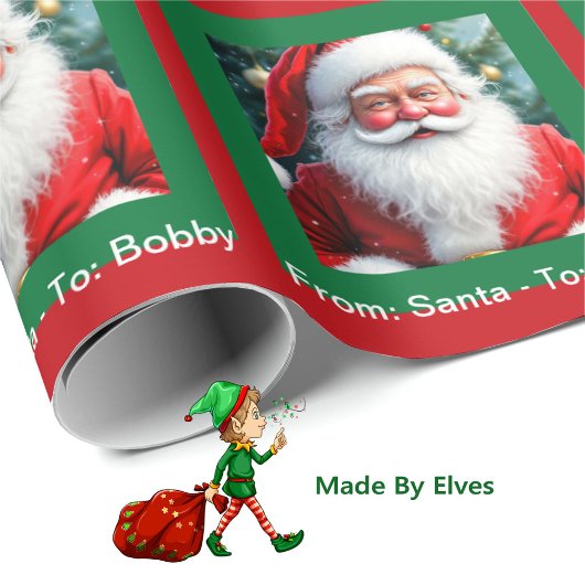Van Santa Voeg de naam van het kind een persoonlij Cadeaupapier