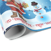 Van Santa Voeg de naam van het kind Schattige Snee Cadeaupapier (Rol Hoek)