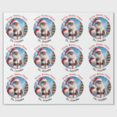 Van Santa Voeg de naam van het kind toe Grootschal Cadeaupapier (Vlak)