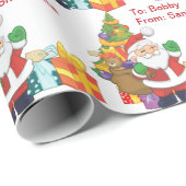 Van Santa Voeg de naam van het kind toe Kerstboom Cadeaupapier (Rol Hoek)