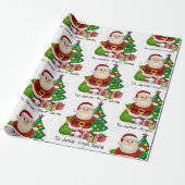 Van Santa Voeg kindernaam toe Custom Christmas Cadeaupapier (Uitgerold)