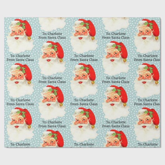 Van Santa Voeg kindernaam toe Gemakkelijk lezen Jo Cadeaupapier (Vlak)