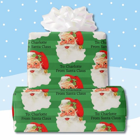 Van Santa Voeg kindernaam toe Gemakkelijk lezen Jo Cadeaupapier
