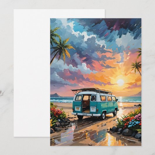 Van Scene op een strand Feestdagenkaart (Voorkant / Achterkant)