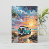 Van Scene op een strand Feestdagenkaart (Staand voorkant)