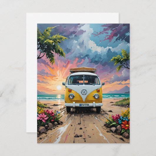 Van Scene op het strand E Feestdagenkaart (Voorkant / Achterkant)