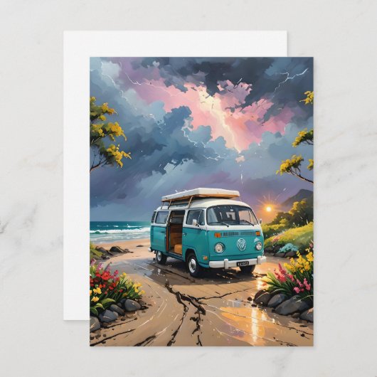 Van Scene op Strand C Feestdagenkaart (Voorkant / Achterkant)