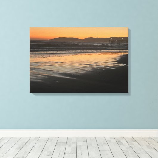 Van schemering tot schemering aan de kust foto-afd canvas afdruk (Insitu (Houten vloer))