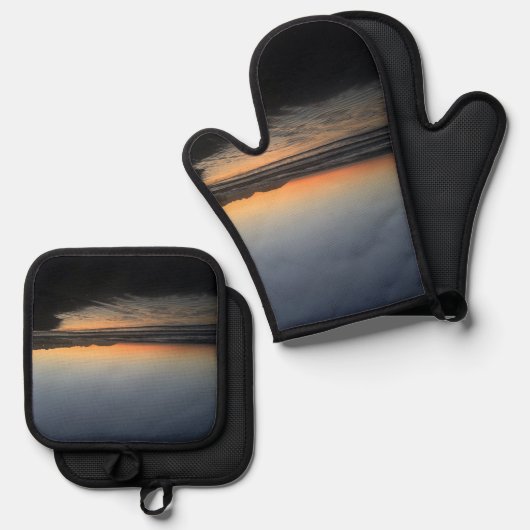 Van schemering tot schemering bij het Beach Photo Ovenwant & Pannenlap Set (Voorkant / Achterkant)