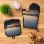 Van schemering tot schemering bij het Beach Photo  Ovenwant & Pannenlap Set (Top down)