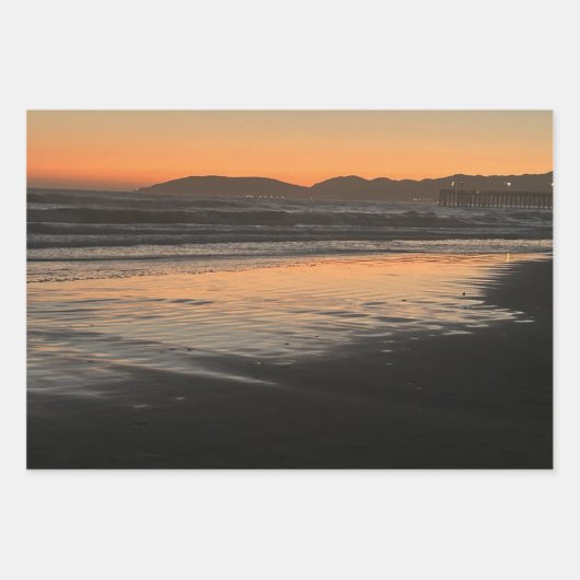 Van schemering tot schemering op het strand Foto a Inpakpapier Vel (Voorkant 3)