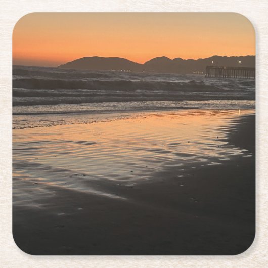Van schemering tot schemering op het strand Foto a Kartonnen Onderzetters (Voorkant)