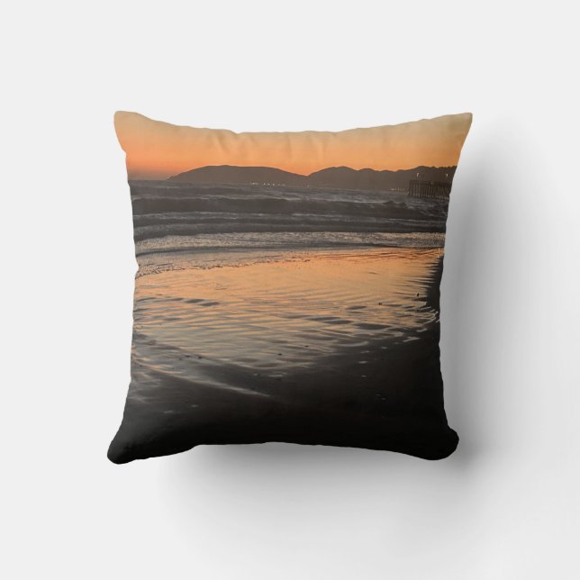 Van schemering tot schemering op het strand Foto a Kussen (Achterkant)