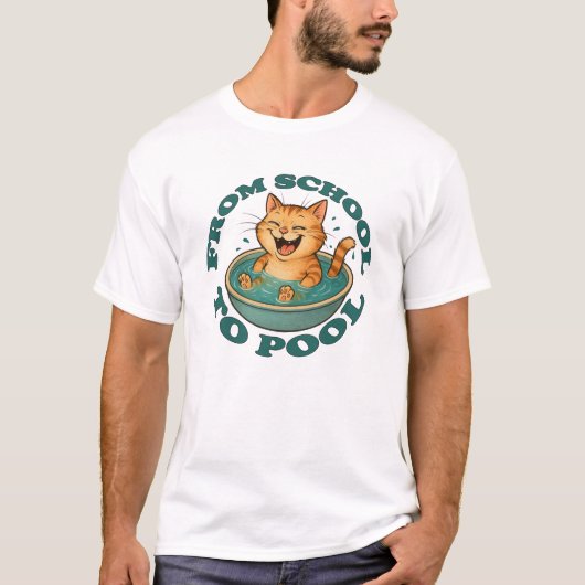 Van school naar zwembad t-shirt (Voorkant)