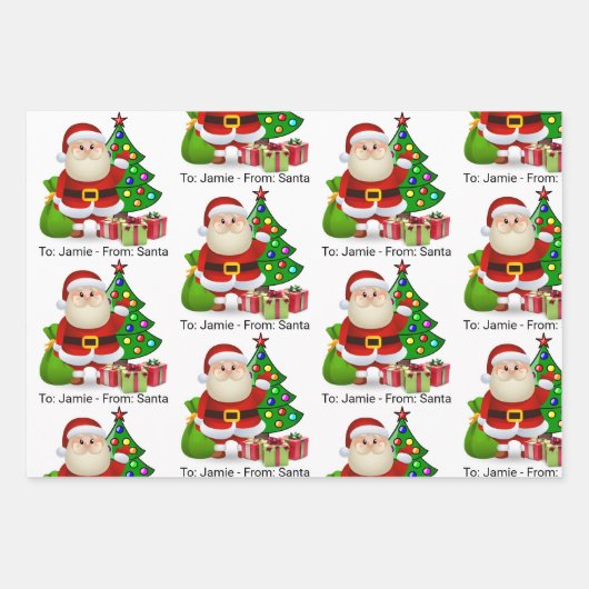 Van Sinterklaas naar Kind naam 3 Leuk Inpakpapier Vel (Voorkant)