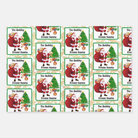 Van Sinterklaas Voeg kindernaam toe Custom 3 Inpakpapier Vel (Voorkant 3)
