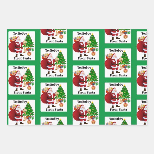 Van Sinterklaas Voeg kindernaam toe Custom 3 Inpakpapier Vel (Voorkant 2)