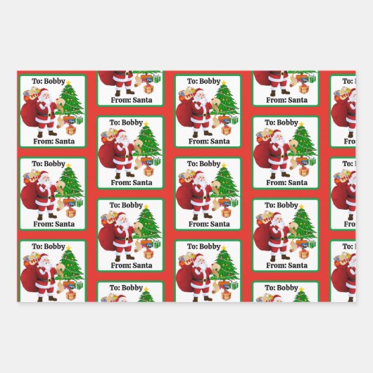 Van Sinterklaas Voeg kindernaam toe Custom 3 Inpakpapier Vel (Voorkant)