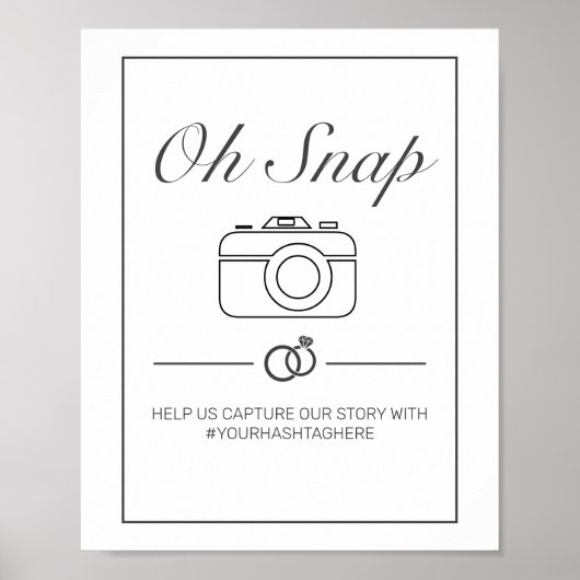 Van Snap Trouwteken Modern Minimalistisch Wit Zwar Poster (Voorkant)