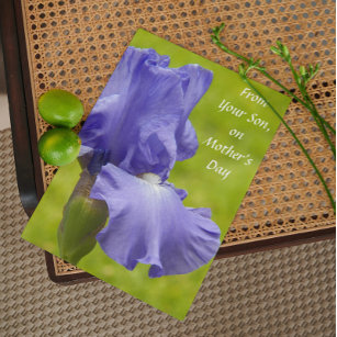 Van Son Paarse Iris Floral Moederdag Kaart