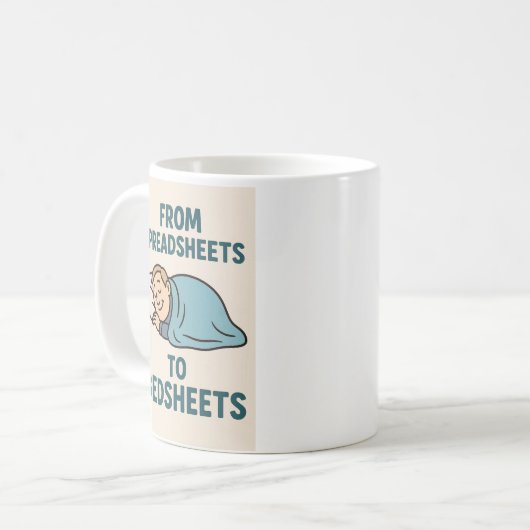 Van spreadsheets naar beddengoed - Pensioengeschen Koffiemok (Voorkant links)
