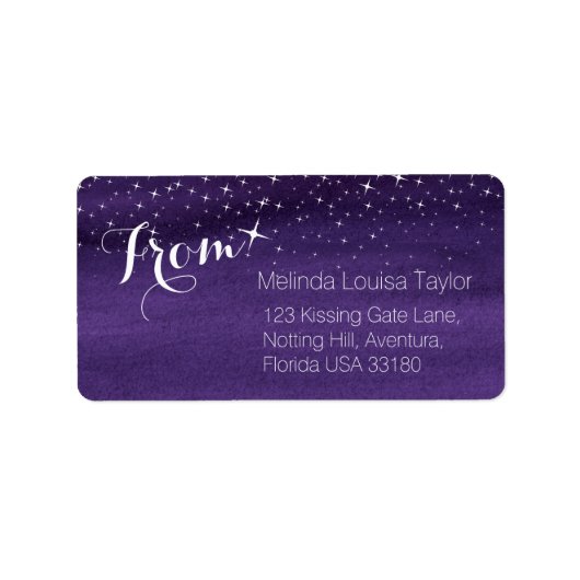 Van sterry sky bruiloft retourneert adreslabels etiket (Voorkant)