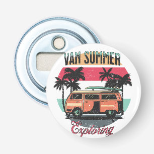 Van Summer Exploring Strand Vakantie Zonsondergan Button Flesopener