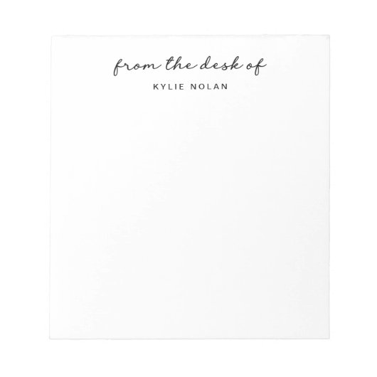 Van The Desk of Monogram Script White Notitieblok (Voorkant)