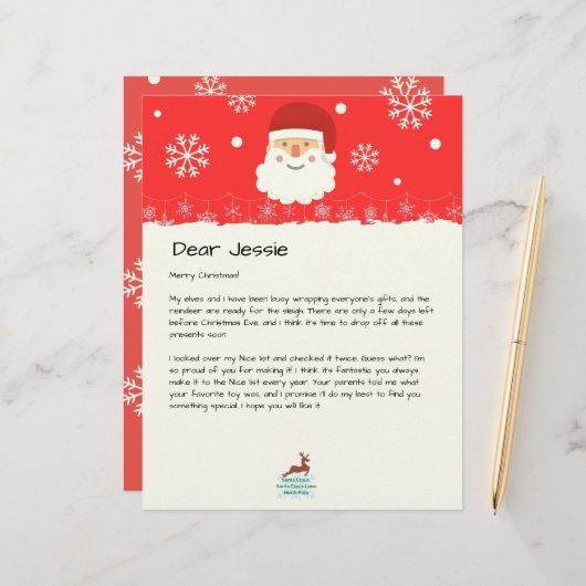 Van The Desk of Santa|Custom Christmas Letter (Voorkant / Achterkant in situ)