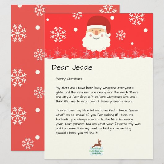 Van The Desk of Santa|Custom Christmas Letter (Voorkant / Achterkant)