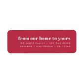 Van thuis tot van jou | Modern minimalistisch rood Etiket (Voorkant)