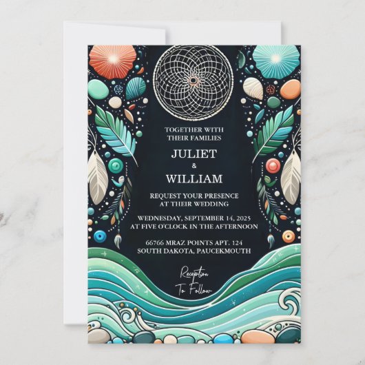 Van Tribal Aqua Zand Werk Gestapeld Zee Glas Bruil Kaart (Voorkant)