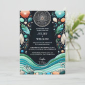 Van Tribal Aqua Zand Werk Gestapeld Zee Glas Bruil Kaart (Staand voorkant)