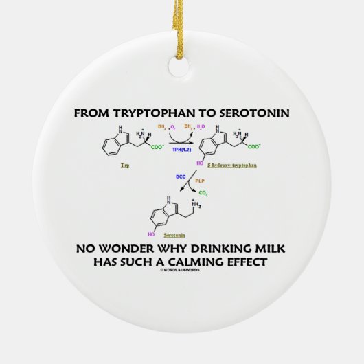 Van tryptofaan tot serotonine (chemie-Humor) Keramisch Ornament (Achterkant)