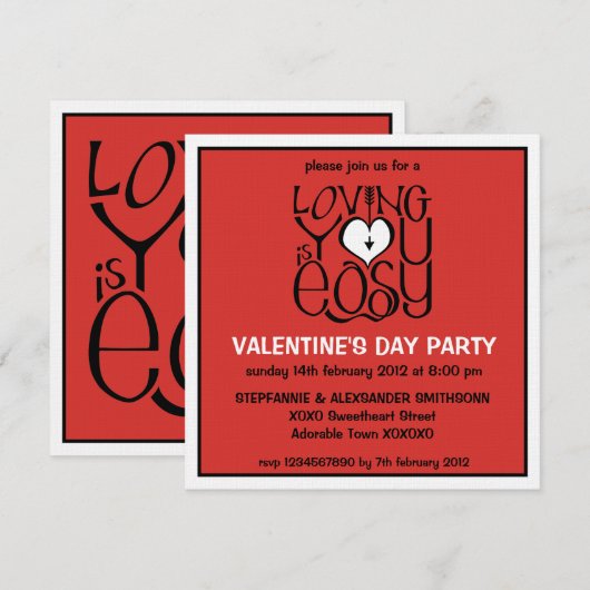 Van u de rode witte Valentijnsdag Uitnodiging (Voorkant / Achterkant)