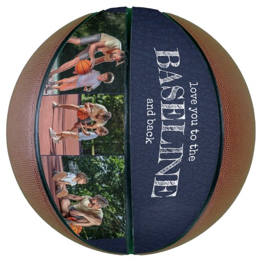 Van u houden bij Basislijn en Terug - 3 Foto Blauw Basketbal (Verticaal)