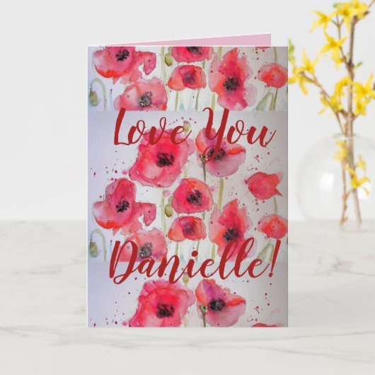 Van u houdt uw vrouw de Rode Papa Waterverf Kaart (Gele Bloem)