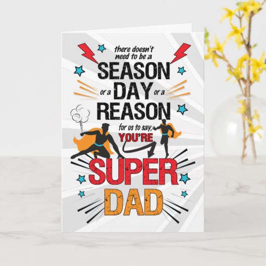 VAN US Super Dad Vaderdag Comic Book Kaart (Gele Bloem)