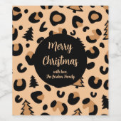 Van uw familie, leopard Print kerstpatroon Wijn Etiket (Enkel label)