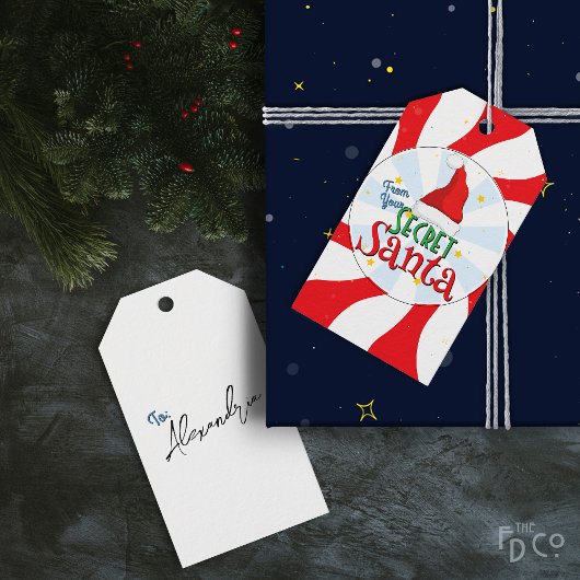 Van uw geheime Santa Snoep Swirl Fun Retro Cadeaulabel