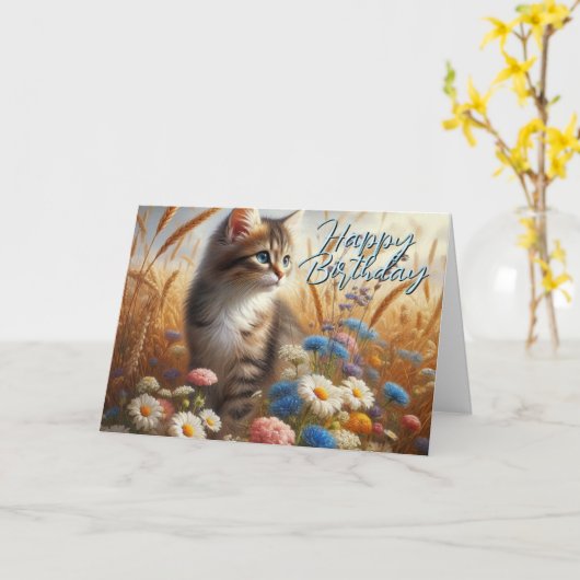 Van uw kat Gelukkige Verjaardag Groet Kaart (Gele Bloem)