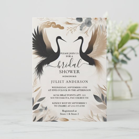 Van Veer Aziatisch Sky Cloud Crane Fun Vrijgezelle Kaart (Staand voorkant)