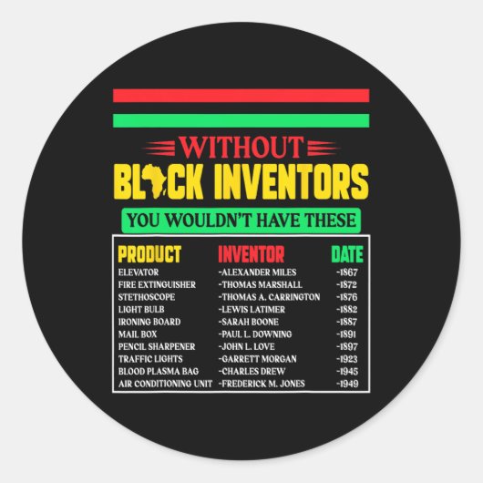 van vergeten zwarte uitvinders zwarte geschiedenis ronde sticker (Voorkant)