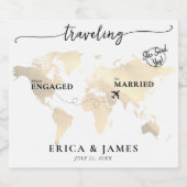 Van verloofd naar getrouwd goud kaart sparkling wijnetiket (Enkel label)