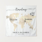 Van verloofd naar getrouwd goud kaart wandkleed (Voorkant)