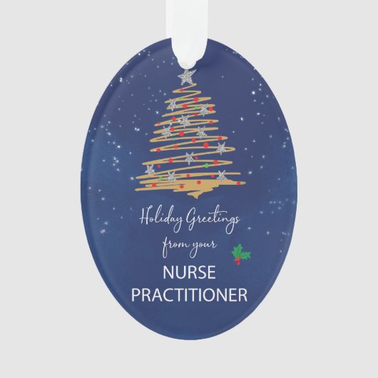 Van Verpleegkundige Practitioner Kerstboom Aanpasb Ornament (voorkant)