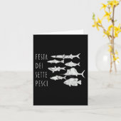 Van Vissen Italië T- Kerstavond Zeven 7 Vis T-shir Kaart (Gele Bloem)