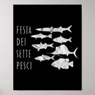 Van Vissen Italië T- Kerstavond Zeven 7 Vis T-shir Poster