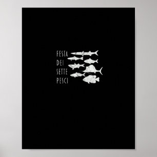 Van Vissen Italië T- Kerstavond Zeven 7 Vis T-shir Poster