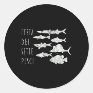 Van Vissen Italië T- Kerstavond Zeven 7 Vis T-shir Ronde Sticker